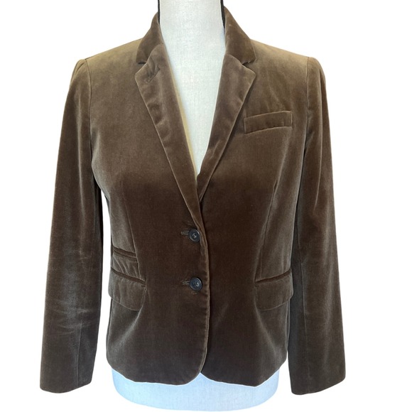 J.Crew Schoolboy Velvet Blazer Women's Size 6R Brown Cotton Blend - Picture 1 of 9